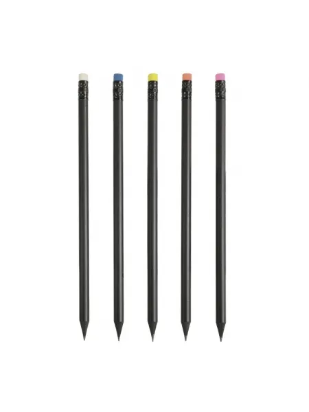 matita-cilindrica-nera-con-gomma-colorata.jpg Matite nere con gomma colorata